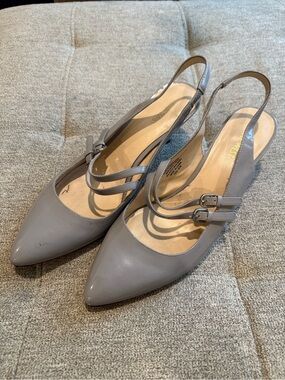 Nine West Matchmaker Grey Patent Slingback Kitten Heels 11M
